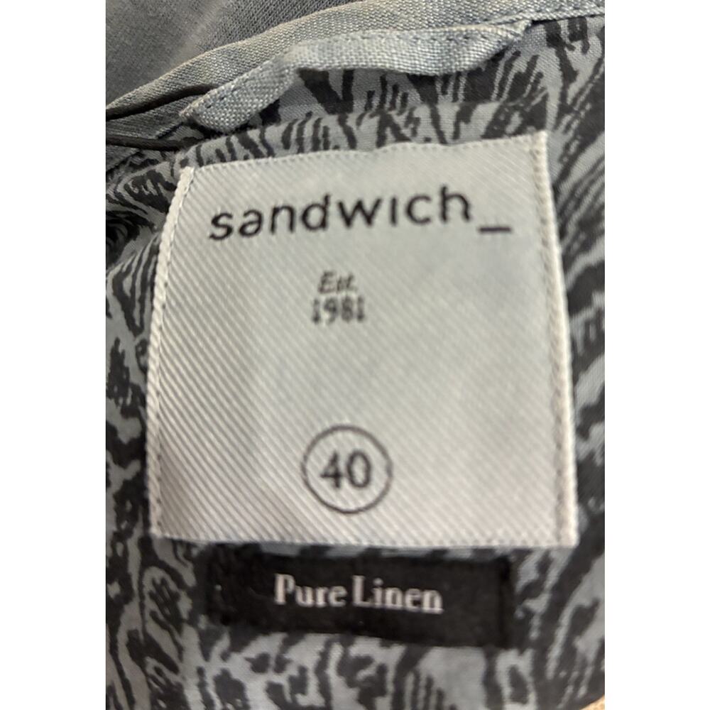 Sandwich Women’s Blue 100% Linen Moto Jacket - Size 40 (US 8/M) Quilted Detail - Picture 5 of 9
